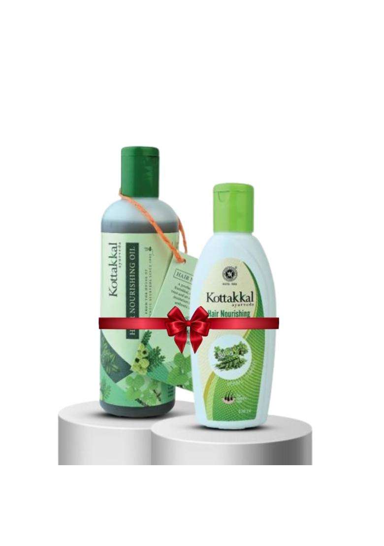 Kottakkal Ayurveda Hair Nourishing Oil + Shampoo Combo 200 ml | Authentic Traditional Formula | Natural Hair Growth & Scalp Care | Sulfate-Free - Indya