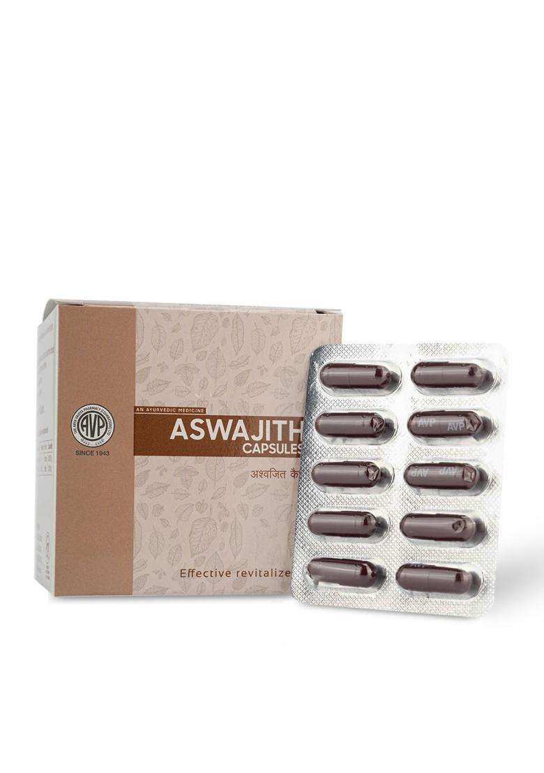 AVP Arya Vaidya Pharmacy Ashwajit 100 Capsules | With Pure Shilajit and Ashwagandha | For Overall Health | For Strength and Stamina - Indya