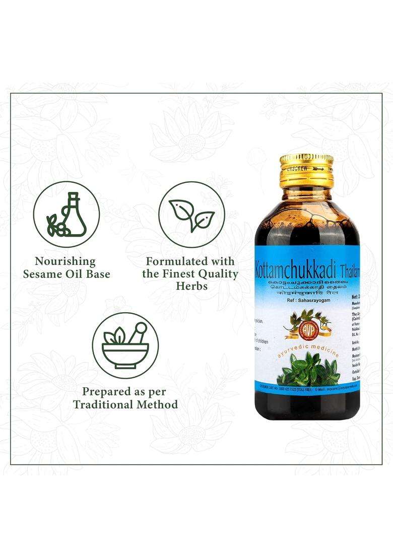 AVP Arya Vaidya Pharmacy Kottamchukkadi Thailam 200 ml, Ayurvedic Pain Relief Oil, Helps Relieve Joint Swelling, Helps With Pain Relief,Beneficial In - Indya
