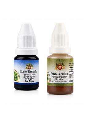 AVP Arya Vaidya Pharmacy Anu Thailam 10 ml & Elaneer Kuzhambu Eye Drops 5 ml Combo | Authentic Ayurvedic Formula