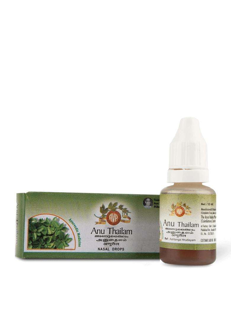 AVP Arya Vaidya Pharmacy Anu Thailam 10 ml & Elaneer Kuzhambu Eye Drops 5 ml Combo | Authentic Ayurvedic Formula - Indya