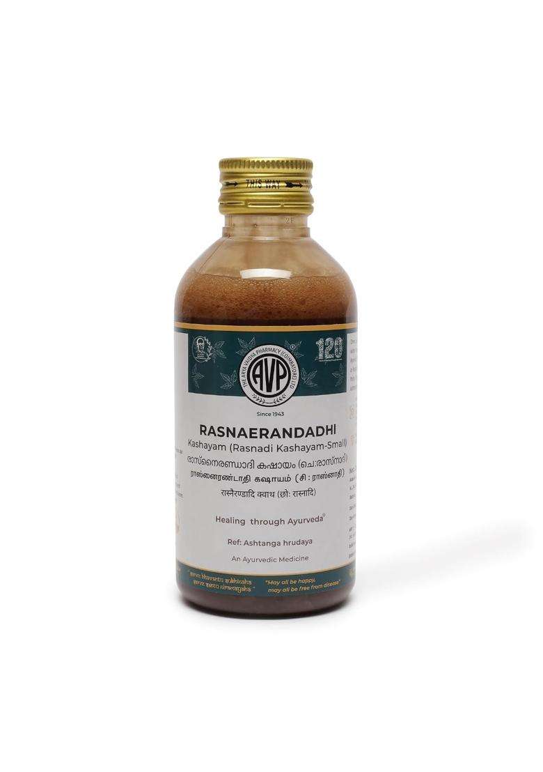 AVP Arya Vaidya Pharmacy Rasnaerandadhi Kashayam 200 ml, Ayurvedic Herbal Decoction for Joint Pain, Swelling & Arthritis Relief Improves Strength - Indya