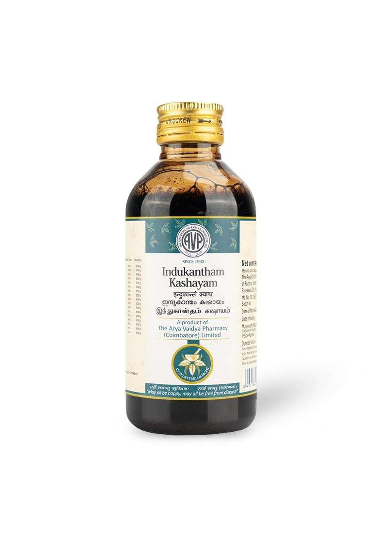 AVP Arya Vaidya Pharmacy Indukantham Kashayam 200 ml, Cough Syrup, Manages Chronic Respiratory Disease, Reduces Fever Or Temperature Of The Body - Indya