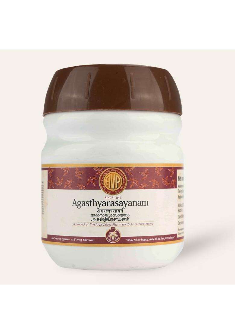 AVP Arya Vaidya Pharmacy Agasthyarasayanam 200 g | Authentic Ayurvedic Formula | Herbal Jam | Prevents From Common Cold, Cough, Sore Throat - Indya