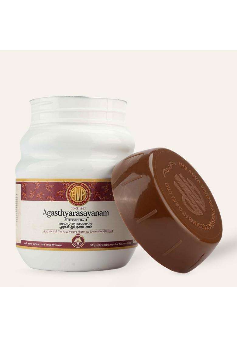 AVP Arya Vaidya Pharmacy Agasthyarasayanam 200 g | Authentic Ayurvedic Formula | Herbal Jam | Prevents From Common Cold, Cough, Sore Throat - Indya