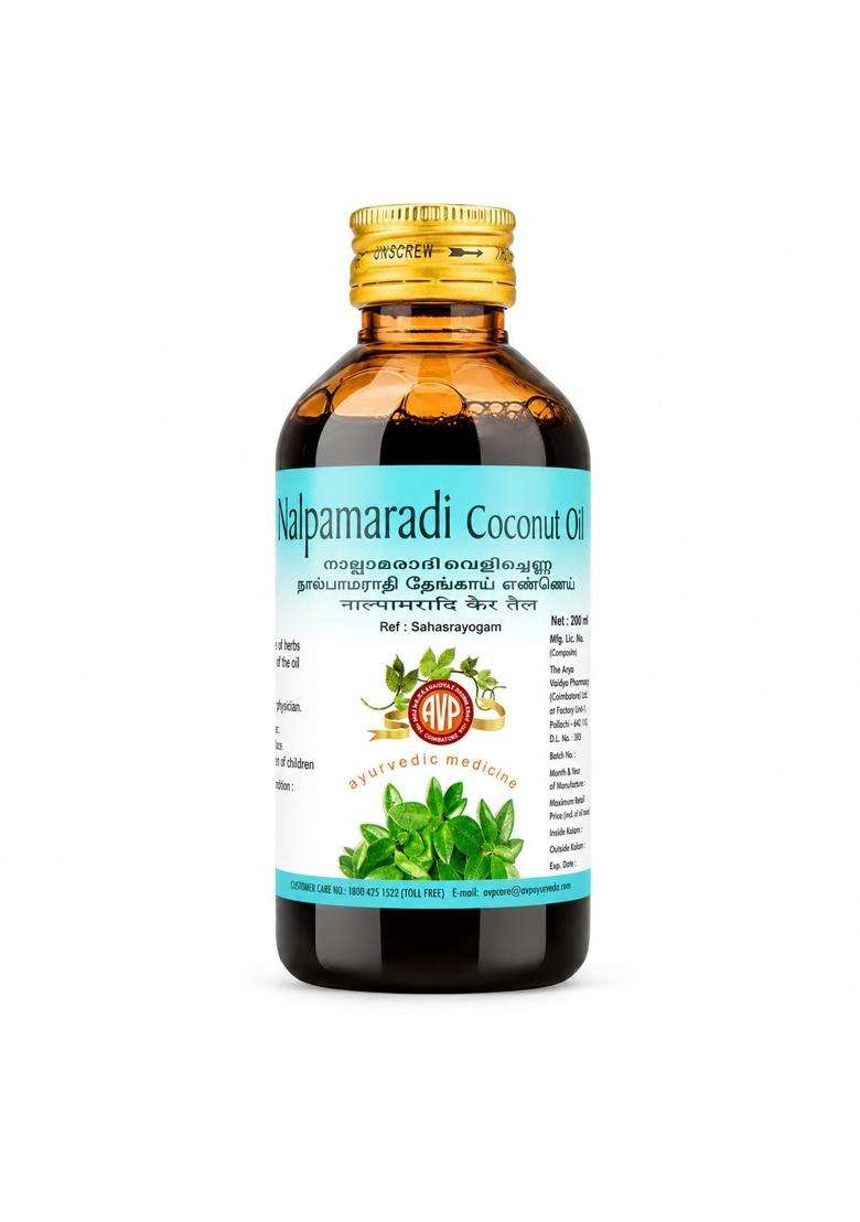AVP Arya Vaidya Pharmacy Nalpamaradi Coconut Oil Ayurvedic Skin Care Oil 200 ml | Authentic Traditional Formula - Indya