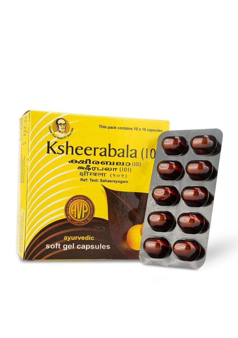 AVP Arya Vaidya Pharmacy Ksheerabala (101) 100 Capsule- Ayurvedic Formula For Arthritis Care, Aids relief in Neuromuscular Conditions and Pain Relief - Indya