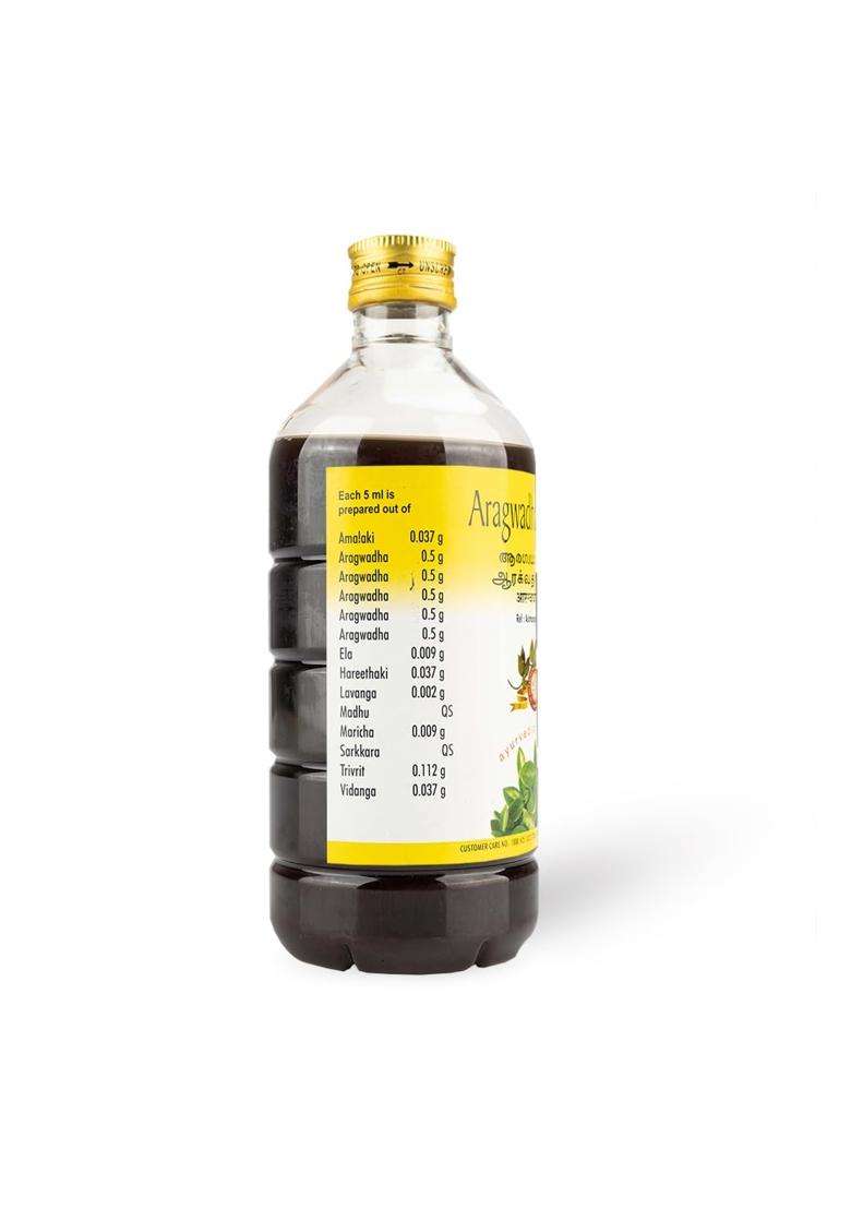 AVP Arya Vaidya Pharmacy Aragwadharishtam 450 ml | Authentic Ayurvedic Formula | Herbal Concoction | Acute Respiratory Infection - Indya