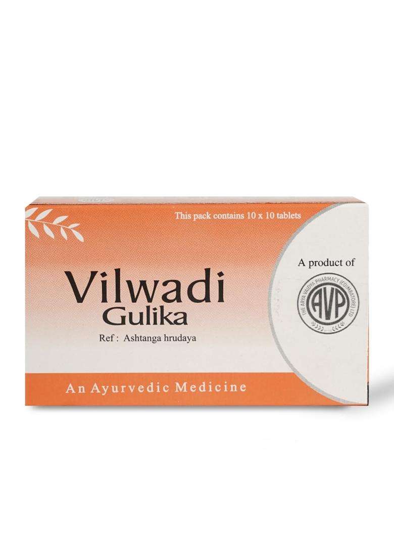 AVP Arya Vaidya Pharmacy Vilwadi Gulika 100 Nos Tablets | Improves Digestion | Beneficial In Vomiting | Efficient In Managing Skin Diseases - Indya