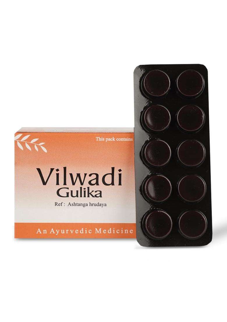 AVP Arya Vaidya Pharmacy Vilwadi Gulika 100 Nos Tablets | Improves Digestion | Beneficial In Vomiting | Efficient In Managing Skin Diseases - Indya