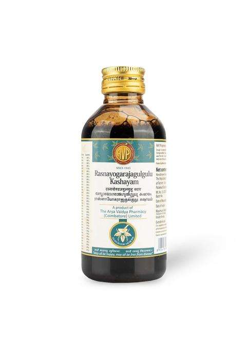 AVP Arya Vaidya Pharmacy Rasayogarajagulgulu Kashayam 200 ml, Herbal Decoction, Pain Relief, Arthritis Care, Improve Strength, Relieves From