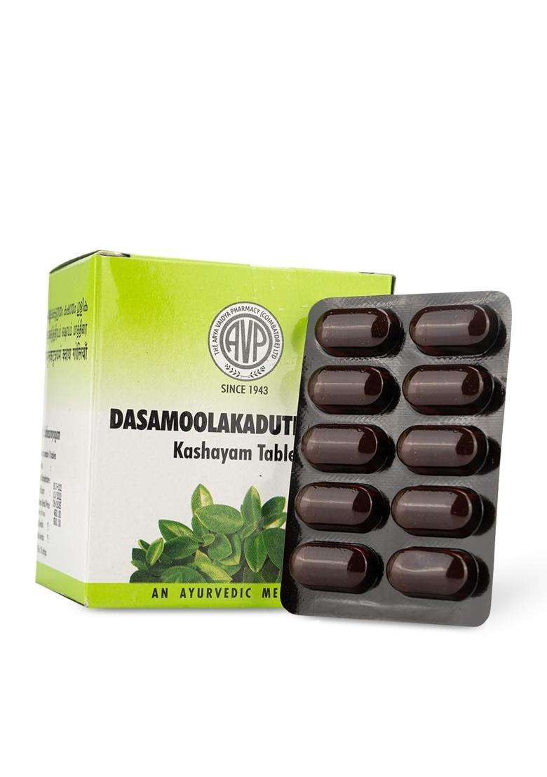 AVP Arya Vaidya Pharmacy Dasamoolakatuthrayam Kashayam Tablets (100 Nos) For Relief From Cough, Cold And Congestion, Helps Improve Respiratory - Indya