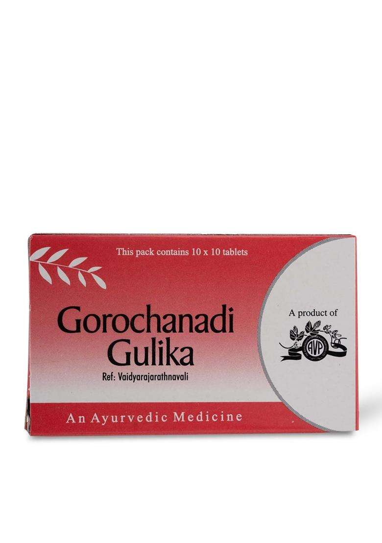 AVP Arya Vaidya Pharmacy Gorochanadi Gulika 100 Tablets | Chronic Cough, Cold, Fever, Paedeatric Diseases - Indya