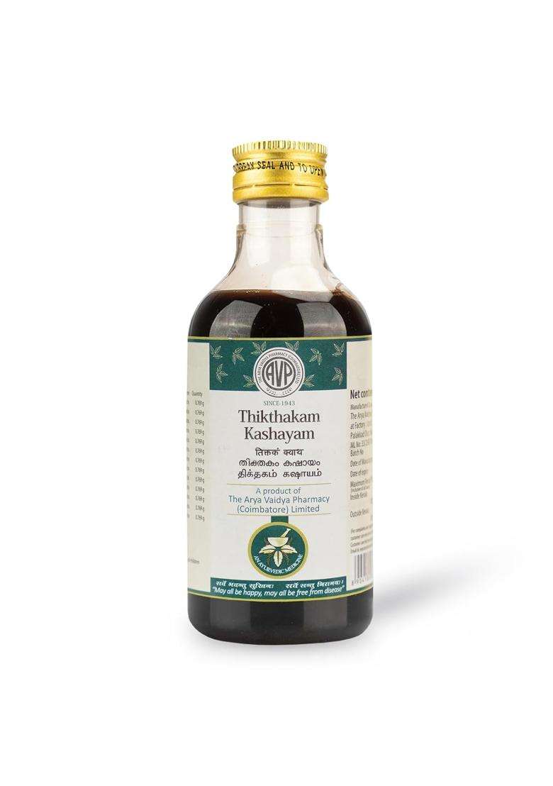 AVP Arya Vaidya Pharmacy Thikthakam Kashayam 200 ml | Authentic Ayurvedic Formula | Beneficial In Skin Ailments - Indya