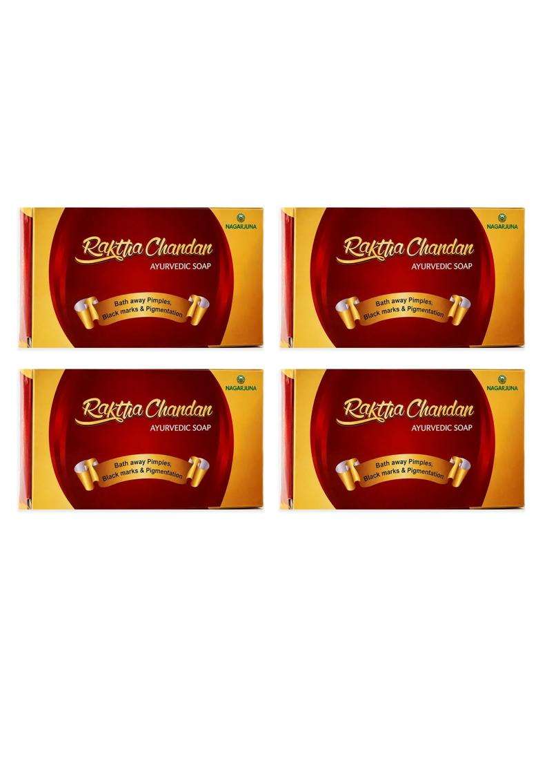 Nagarjuna Raktha Chandan Ayurvedic Soap,75 g, 300 g (Pack of 4) | Authentic Traditional Formula - Indya