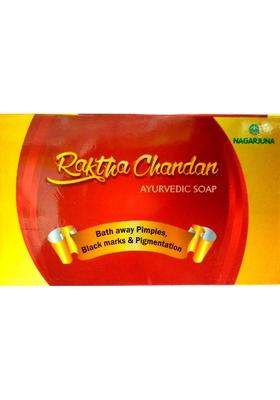 Nagarjuna Raktha Chandan Ayurvedic Soap, Sandalwood, 75 g (Pack of 12) | Authentic Traditional Formula