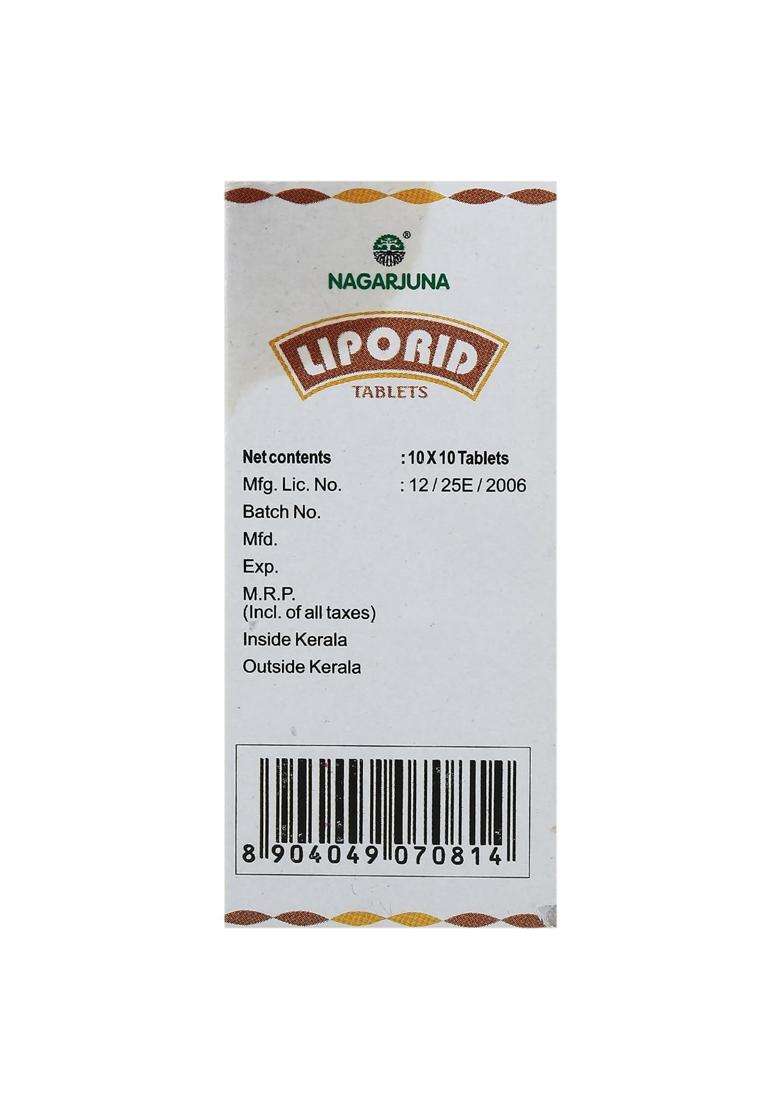 Nagarjuna Liporid Tablets with Free Pachak Methi, Multi, Standard, 100 Count - Indya