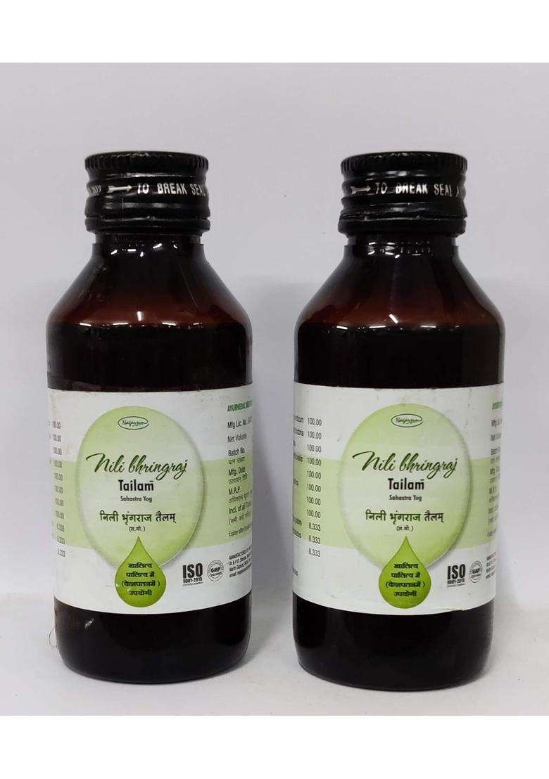 Nagarjuna Nili Bhringraj Tailam (each of 100 ml) (Pack of 2) | Authentic Ayurvedic Formula - Indya