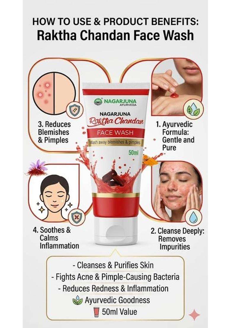 Nagarjuna Raktha Chandan Face Wash 100 g - Indya