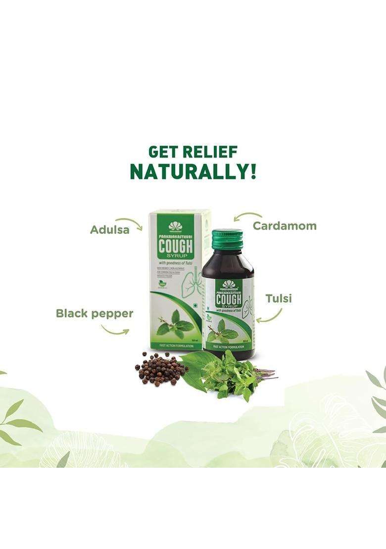 Pankajakasthuri Cough Syrup with Tulsi for Cough and Cold 100 ml (Pack of 2) - Indya