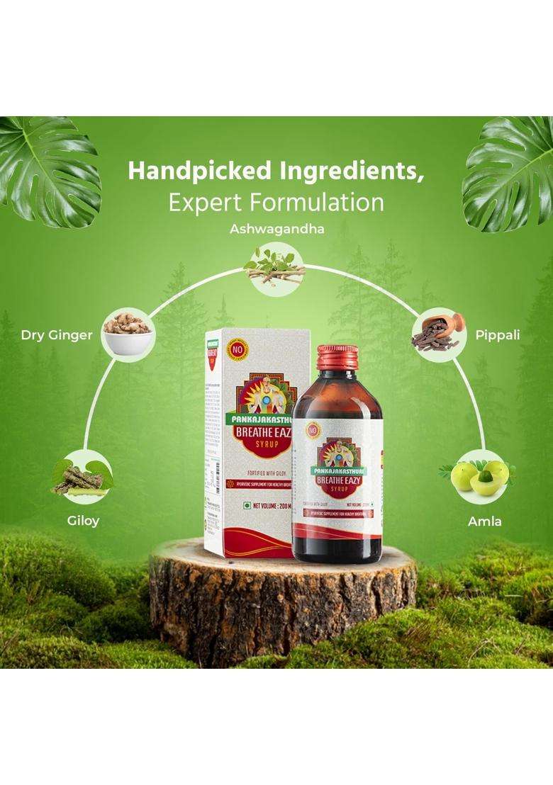 Pankajakasthuri Syrup 200 ml | Breathe eazy, 200 ml Bottle - Indya