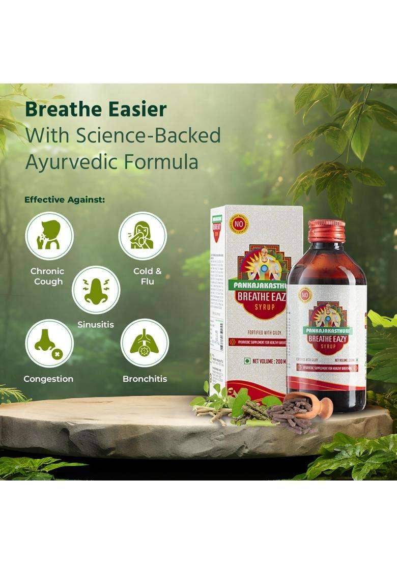 Pankajakasthuri Syrup 200 ml | Breathe eazy, 200 ml Bottle - Indya