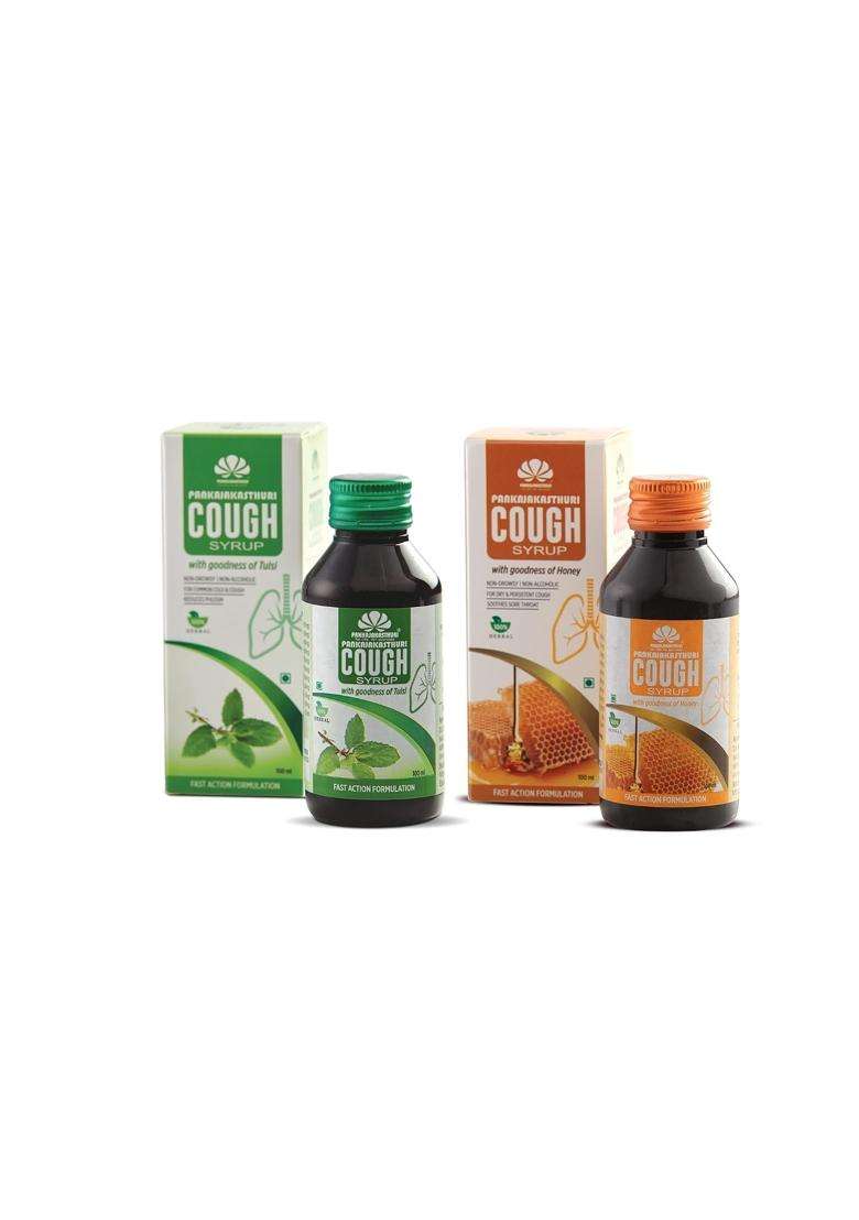Pankajakasthuri Cough Syrup with Tulsi and Honey 100 ml (Pack of 2) - Indya