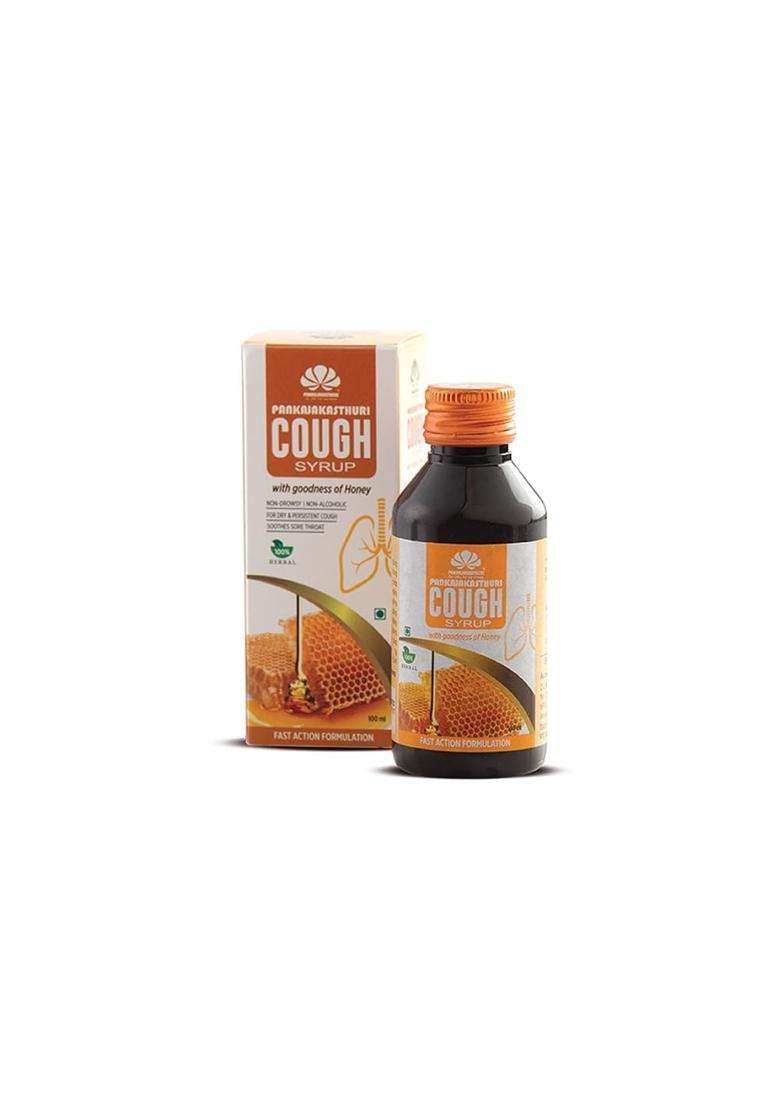 Pankajakasthuri Cough Syrup with Tulsi and Honey 100 ml (Pack of 2) - Indya