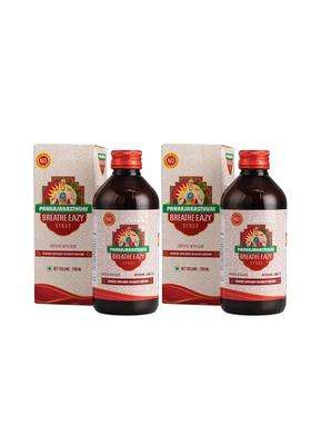 Pankajakasthuri Breathe Eazy Syrup Ayurvedic For Cough & Cold, Sinus, Asthma, Bronchitis & Breathing Disorders 200 ml (Pack of 2)