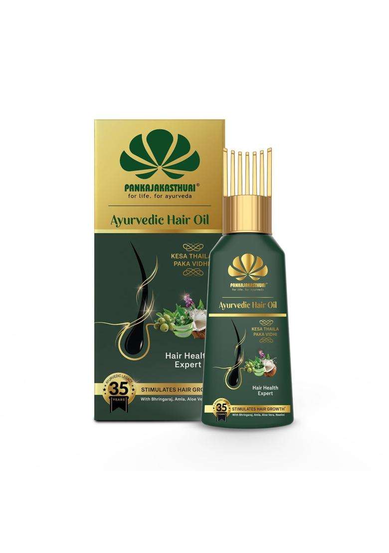 Pankajakasthuri Ayurvedic Hair Oil 100 ml | Authentic Traditional Formula | Stimulates and Reduce Hair Fall with Bhringaraj | Aloevera | Neelayamari - Indya