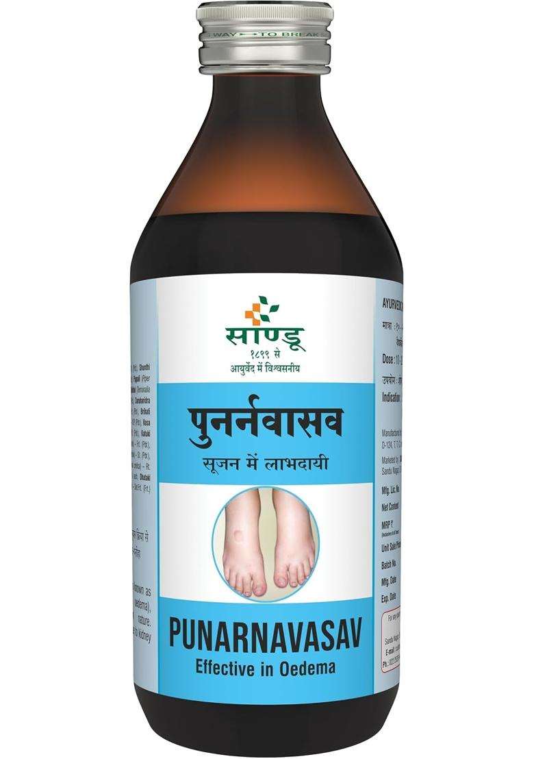 Sandu Pharmaceuticals Ltd Punarnavasav 200 ml | Authentic Traditional Formula | Ayurvedic Tonic for Liver, Kidney & Urinary Disorders (200 ml) - Indya