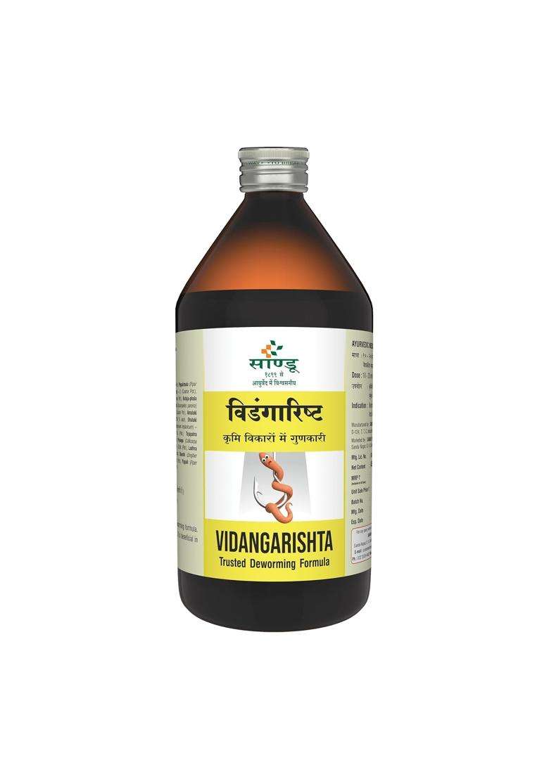 Sandu Pharmaceuticals Ltd Vidangarishta 450 ml | Authentic Ayurvedic Formula - Indya