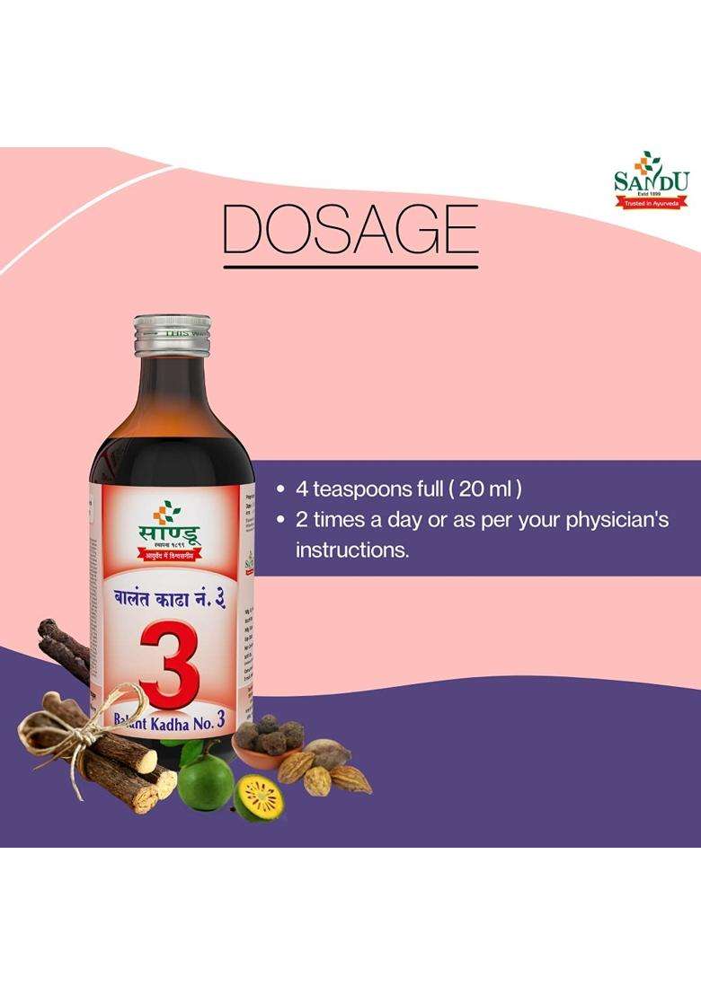 Sandu Pharmaceuticals Ltd Balant Kadha No 3 (200Mls) | Authentic Traditional Formula - Indya