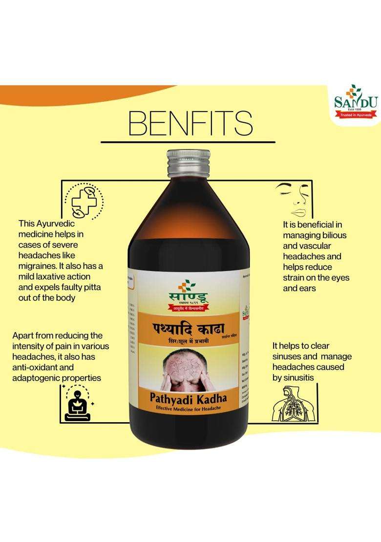 Sandu Pharmaceuticals Ltd Pathyadi Kadha 200 ml | For various Headaches and Migraine (200 ml) - Indya