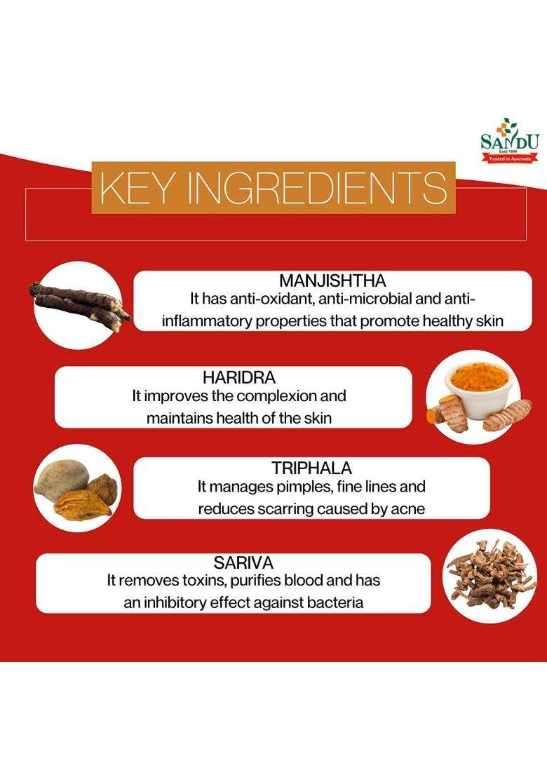 Sandu Mahamanjishthadi Kadha 450 ml | Authentic Traditional Formula | Formula of Choice in Eczema, Psoriasis & Other Skin Disorders - Indya