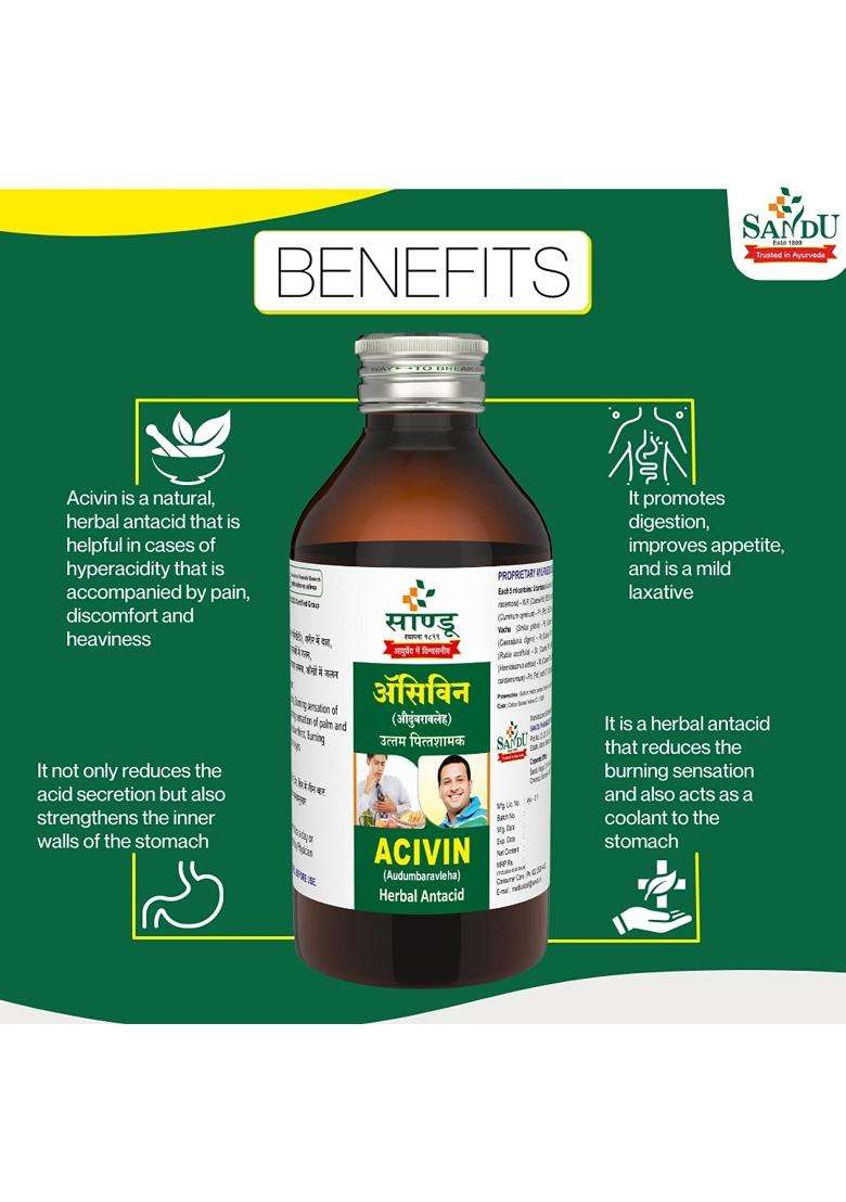 Sandu Ayurvedic Acivin (200 ml) | Authentic Traditional Formula | Syrup - Indya