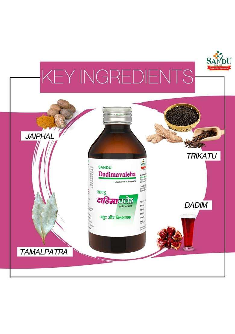Sandu Dadimavaleha 200 ml | Tasty Formula to Improve Hemoglobin and Appetite | Prevents Morning Sickness (200 ml) - Indya