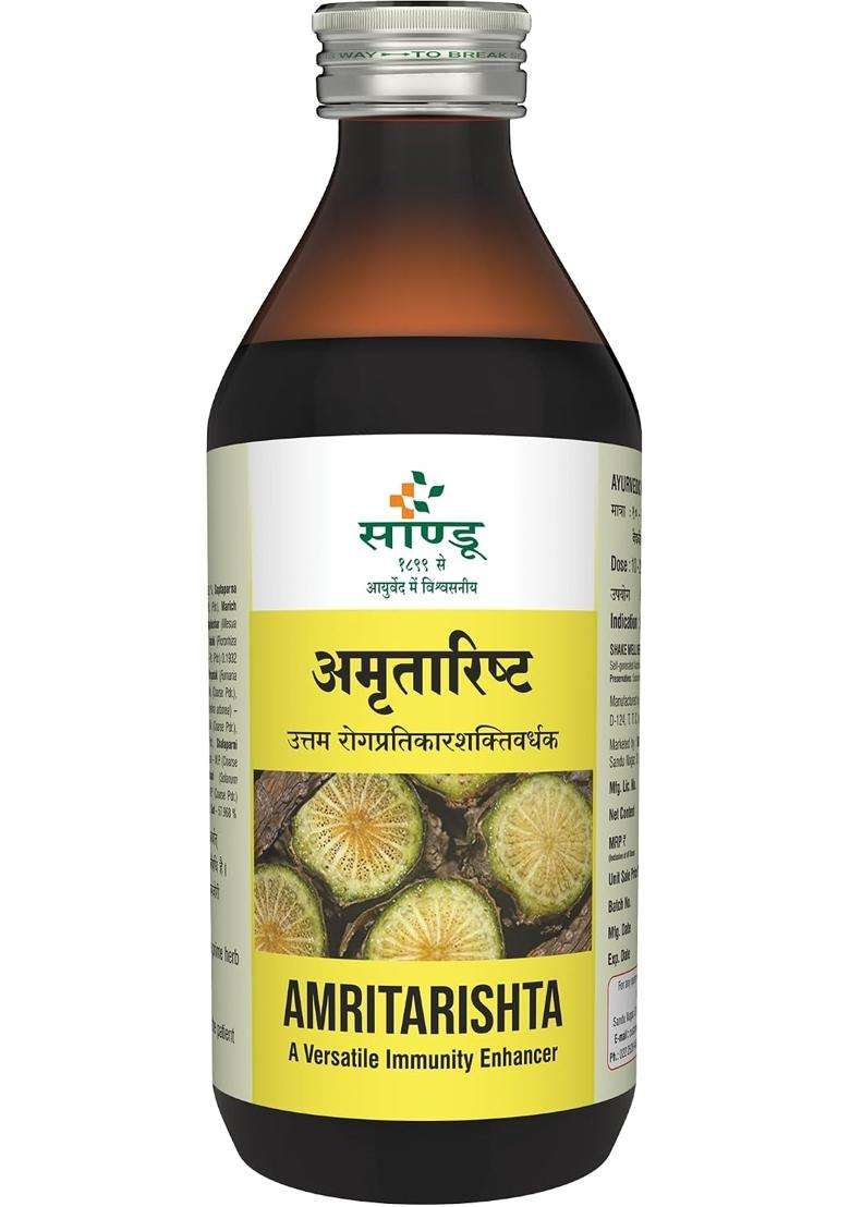 Sandu Amritarishta (200 ml) | Authentic Ayurvedic Formula | Immunity Booster | For Body Pain & Fatigue - Indya
