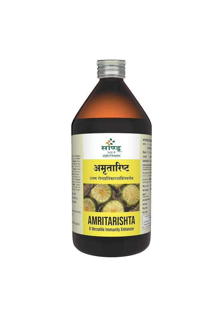 Sandu Amritarishta (450 ml) | Authentic Ayurvedic Formula | Immunity Booster | For Body Pain & Fatigue - Indya