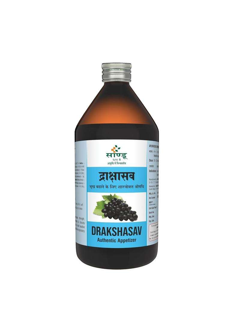 Sandu Drakshasav (450 ml) | Authentic Ayurvedic Formula | Effective & Tasty Tonic for Indigestion | Improve Digestion | Increases Appetite - Indya