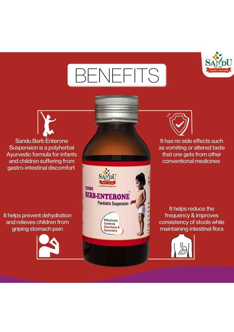 Sandu Berb-Enterone Suspension 50 ml | Authentic Traditional Formula | Ayurvedic Medicine for Loose Motion in Babies - Indya