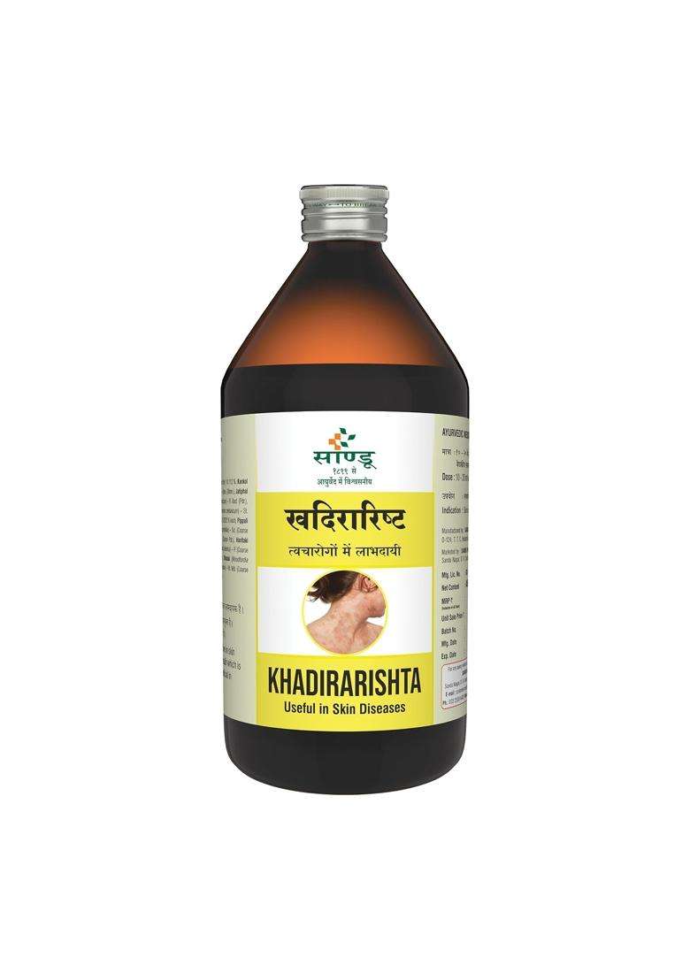 Sandu Khadirarishta 450 ml | Authentic Traditional Formula | Ayurvedic Medicine for Skin Disorders | Blood Purifier - Indya