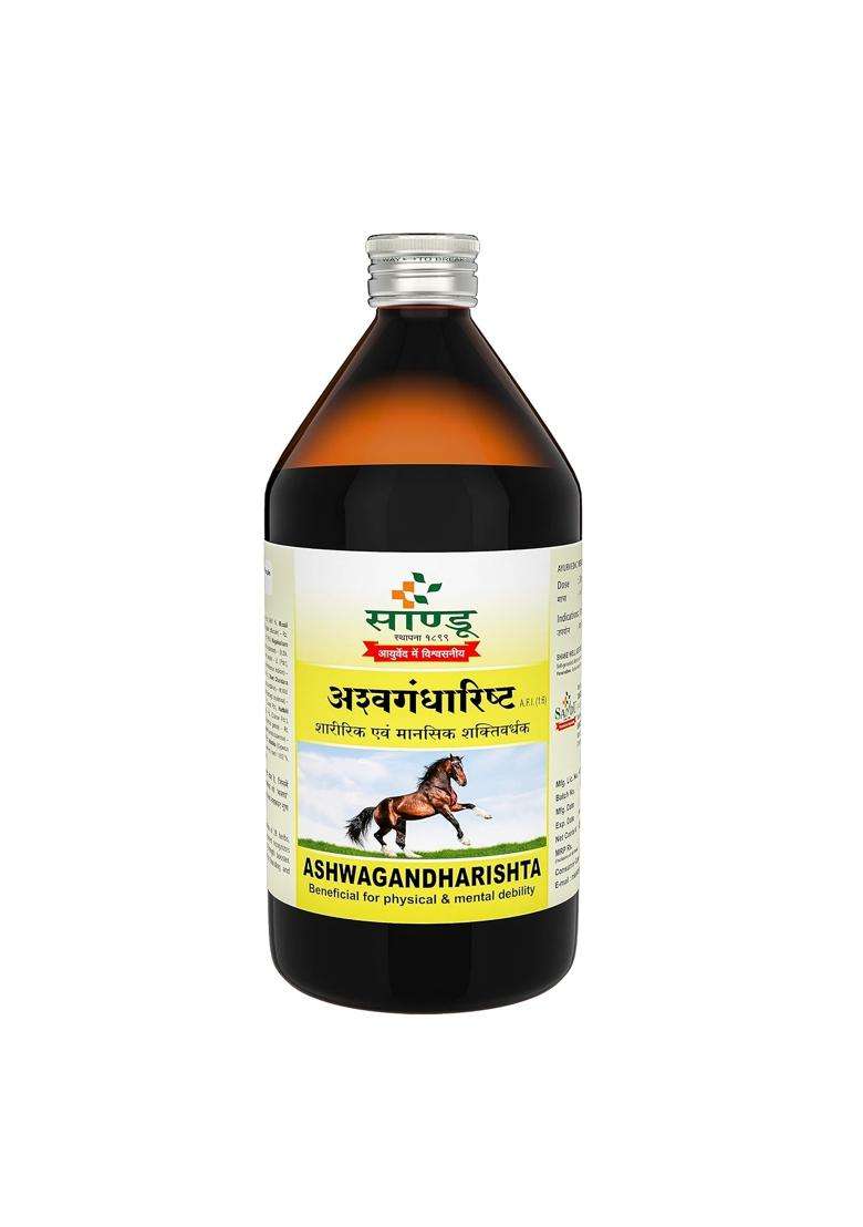 Sandu Aswhagandharishta (450 ml) | Authentic Ayurvedic Formula - Indya