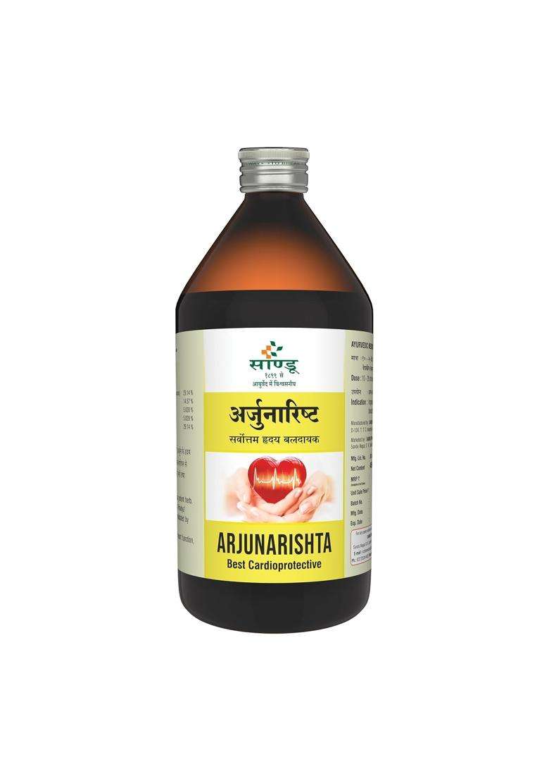 Sandu Arjunarishta Syrup (450 ml) | Authentic Traditional Formula | Ayurvedic Medicine | Benefits for the Healthy Heart - Indya