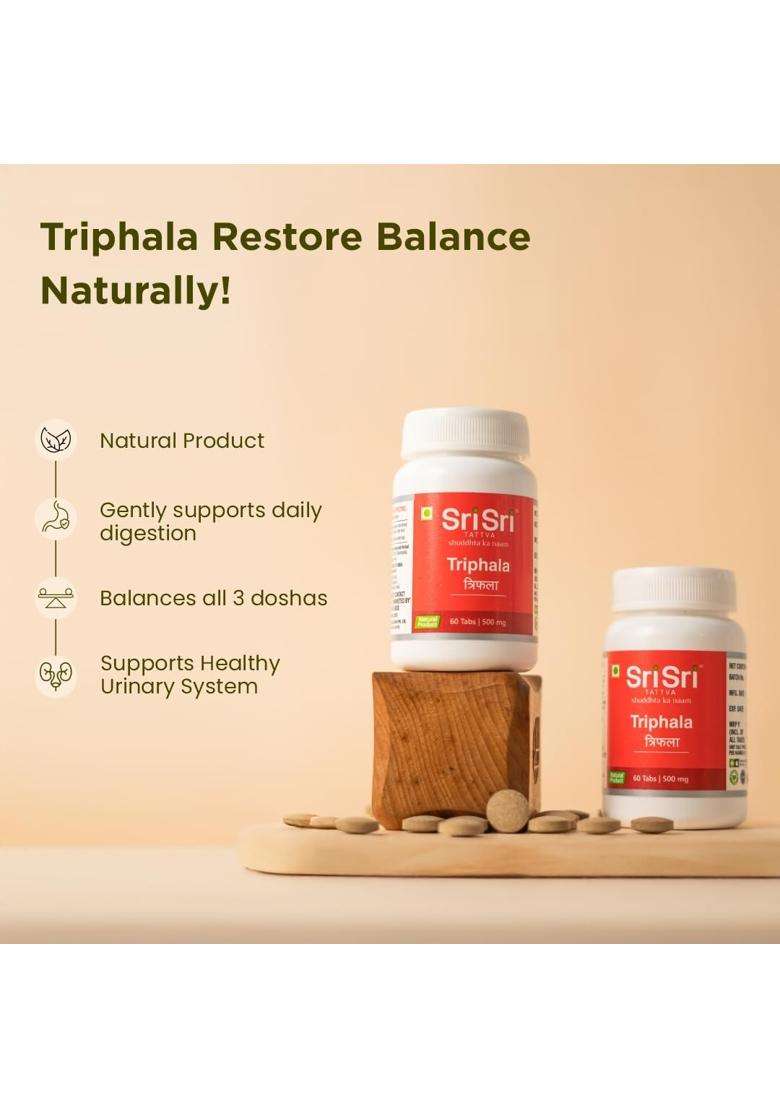 Sri Sri Tattva Triphala 500Mg Tablet (Pack of 2) | 60Count - Indya