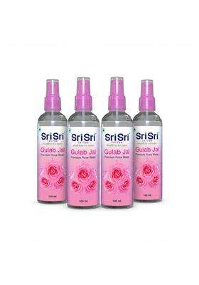 Sri Sri Tattva Gulab Jal Spray, 100 ml (Pack of 4) | Pure Rose Water Mist for Hydrated, Glowing Skin | Premium Toner & Cleanser for Soft, Smooth Skin