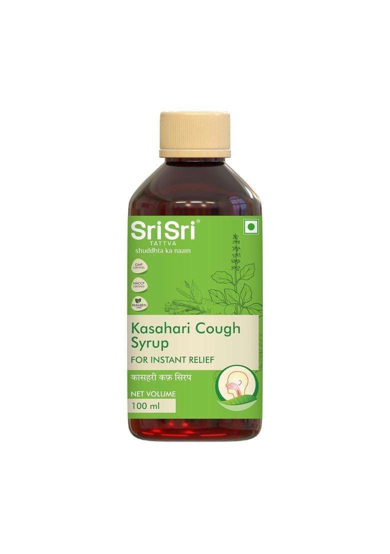 Sri Sri Tattva Kasahari Cough Syrup 100 ml | Authentic Traditional Formula | Throat & Respiratory Comfort | Kantakari Vasa Tulasi Yastimadhu - Indya