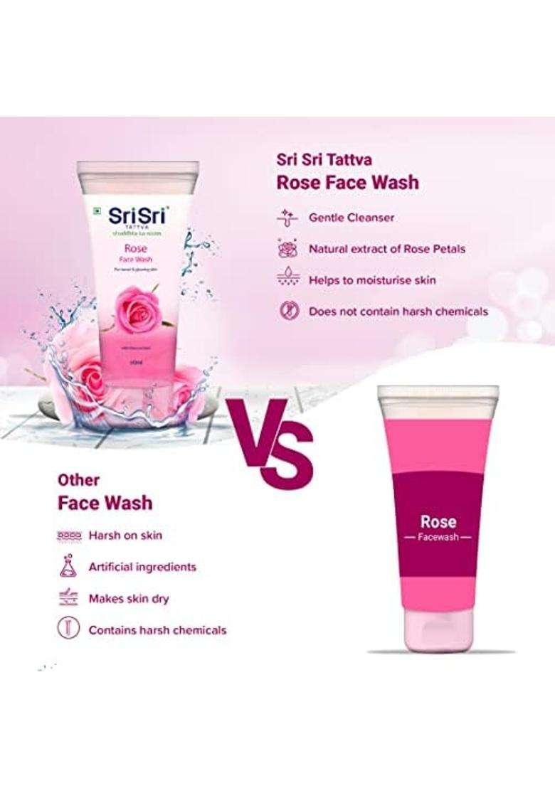 Sri Sri Tattva Rose Face Wash All Skin Types (150 ml ) (Pack of 2) | For Toned, Radiant, Glowing Skin - Indya