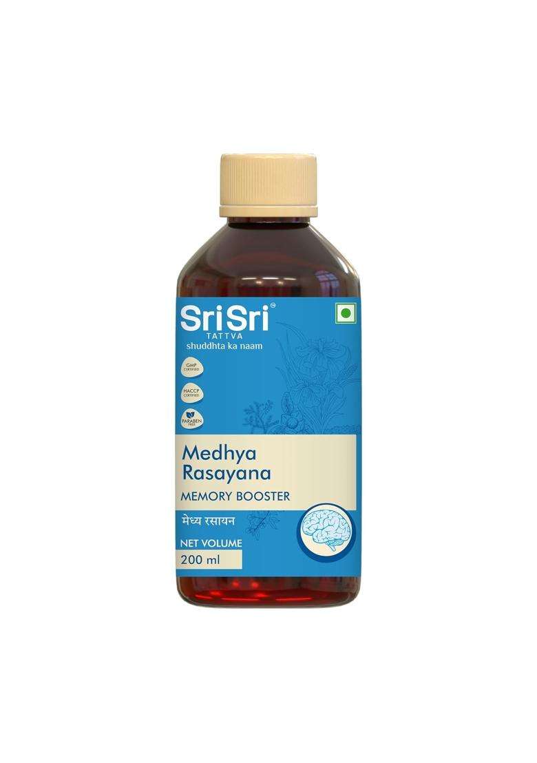 Sri Sri Tattva Medhya Rasayana Syrup 200 ml | Authentic Traditional Formula | Memory, Focus & Concentration Support - Indya