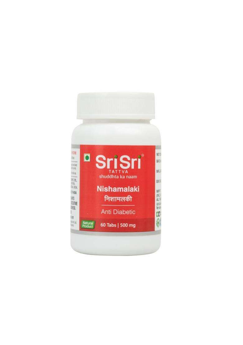 Sri Sri Tattva Nishamalaki 60 Tabs, 500 mg | Natural Herbal Care | Turmeric & Amla Herbal Tablets for Healthy Blood Sugar Levels - Indya